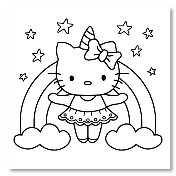 Hello Kitty and Rainbow Coloring Page - Coloring Home Club